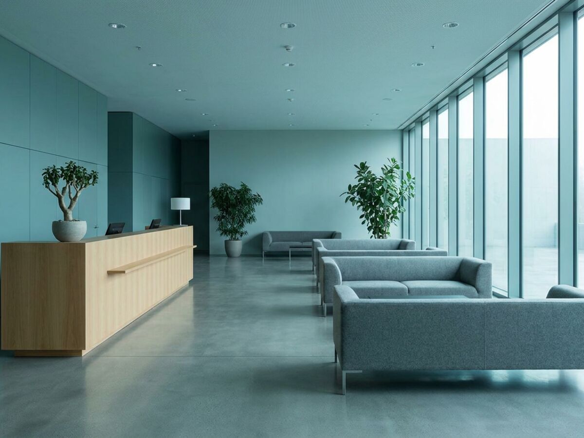 Helle, elegante Hotellobby mit sauberer, frischer Luft