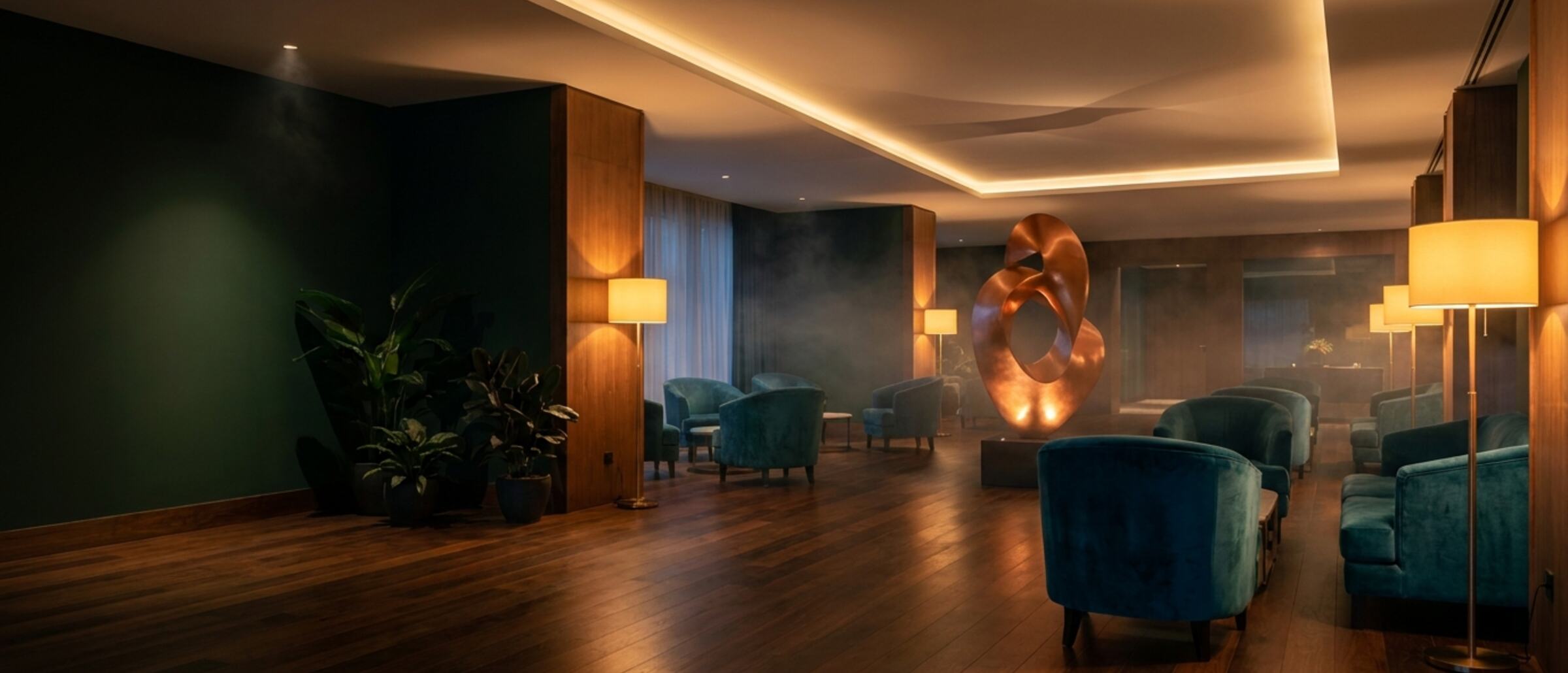 Stimmungsvolle Lounge mit einladender Duftatmosphäre